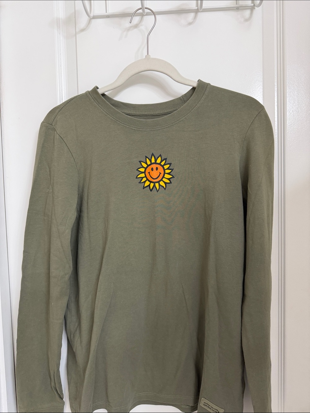 Life Is Good Olive Green Long-Sleeve Tee with Smiling Sun